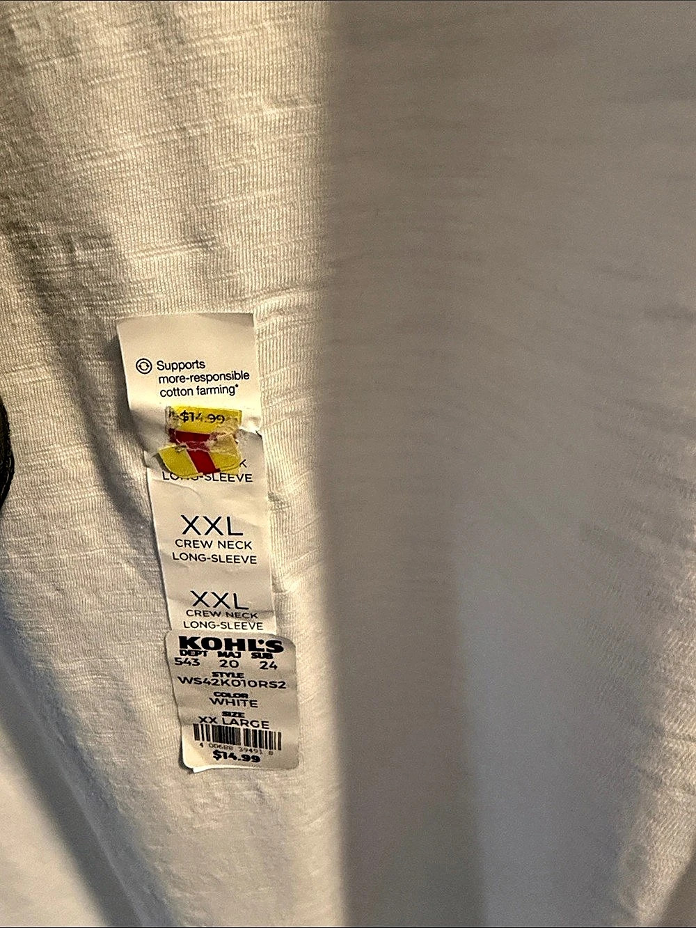 Sonoma Long Sleeve Cotton Top in White & Green XXL NWT scarf free with shirt! - Picture 2 of 3
